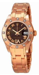 Lady-Datejust Pearlmaster Chocolate Brown Dial 18K Everose Gold Automatic Ladies Watch