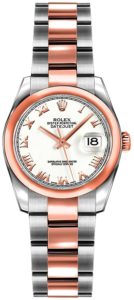 Lady-Datejust 26 Rose Gold & Stainless Steel Roman Numeral Dial Watch